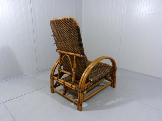 Two Tone Rattan Deck Chair 1960s for sale at Pamono