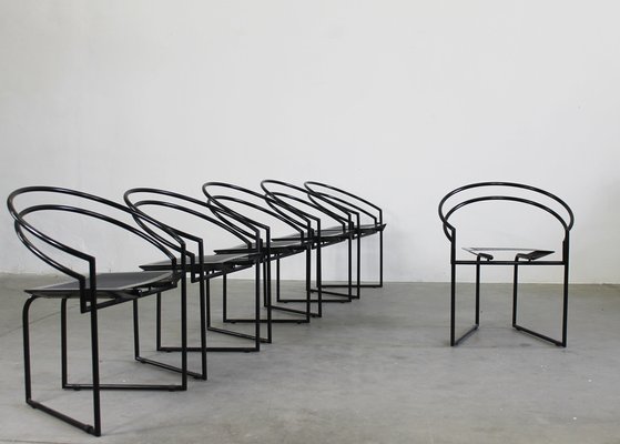 椅子 mario botta latonda chair / black La Tonda Chairs in Black Lacquered Metal by Mario Botta for Alias