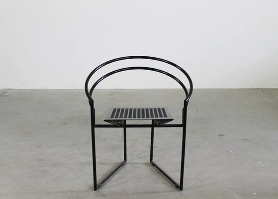 La Tonda Chairs in Black Lacquered Metal by Mario Botta for Alias