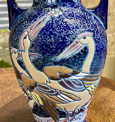 Art Deco Vases in Enameled Earthenware, Set of 2