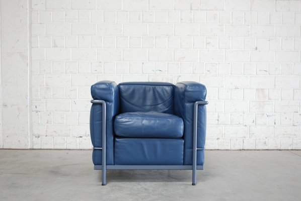 Vintage Blue Model LC2 Leather Chair by Le Corbusier for Cassina for ... Vintage Blue Model LC2 Leather Chair by Le Corbusier for Cassina for ...