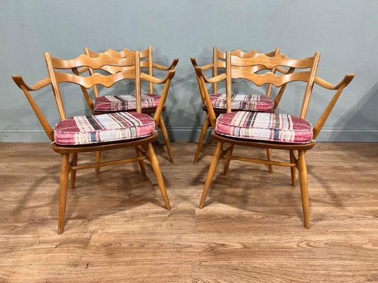Mid Century Dining Chairs in Beech from Ercol 1960s Set of 4 for sale at Pamono