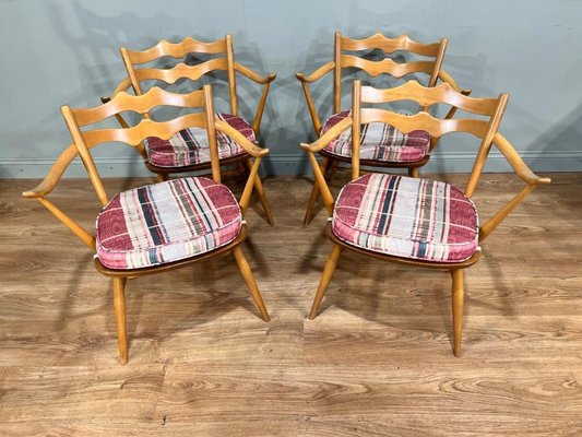 Mid Century Dining Chairs in Beech from Ercol 1960s Set of 4 for sale at Pamono
