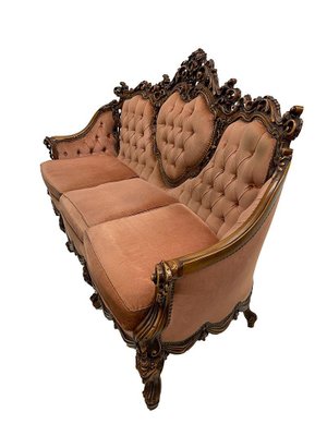 Italian Baroque Sofa and Armchairs, 1970s, Set of 3 for sale Italian Baroque Sofa and Armchairs, 1970s, Set of 3 for sale
