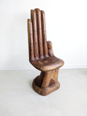 Handcarved Teak Hand Chair 1970s for sale at Pamono