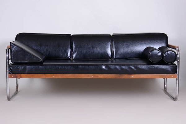 Bauhaus Sofa in Beech & Leather attributed to Thonet, 1930s