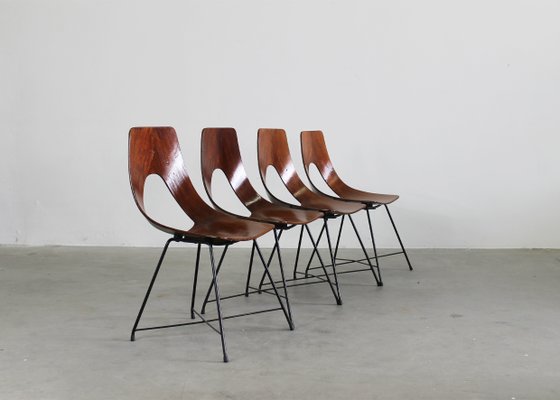 Ariston Chairs in Plywood and Metal by Augusto Bozzi from Saporiti