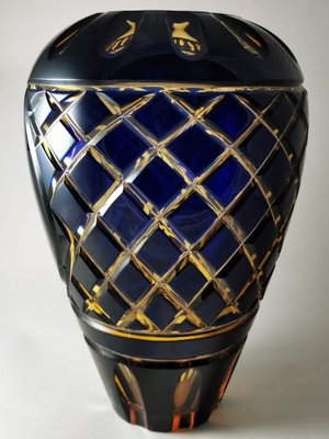 Große italienische Art Deco zweifarbige Kristallvase bei Pamono kaufen