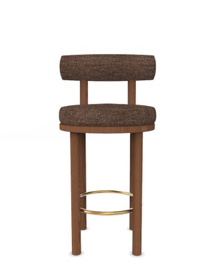 Collector Modern Moca Bar Chair in Tricot Brown Fabric and Smoked