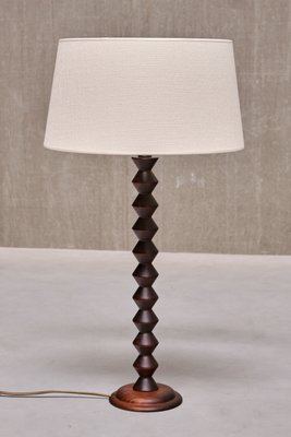 Tall Oak Table Lamp attributed attributed to Charles Dudouyt France 1950s for sale at Pamono