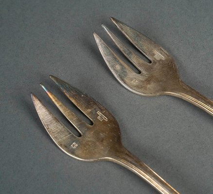 Dessert Forks attributed to Christofle, Paris, 1960s, Set of 12