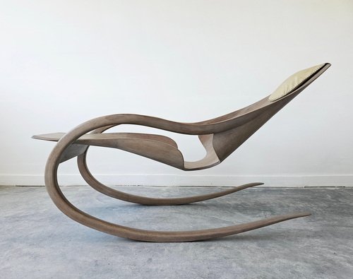 Sculptural Rocking Chair in Molded Ash & Plywood in the