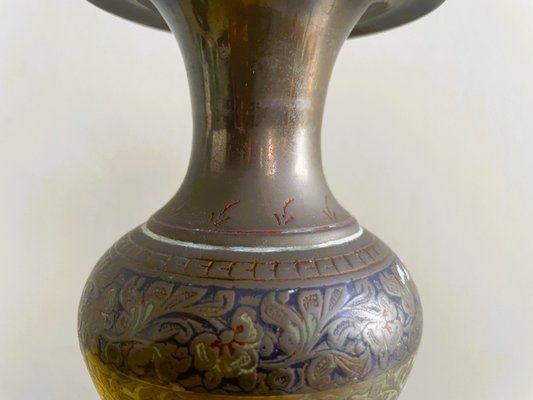 Vase Indien Ancien En Laiton - Style Vintage - Décor Asiatique