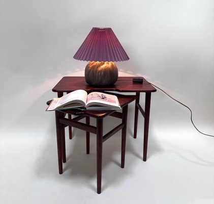 Studio Ceramic Art Table Lamp with Pleated Fabric Lampshade