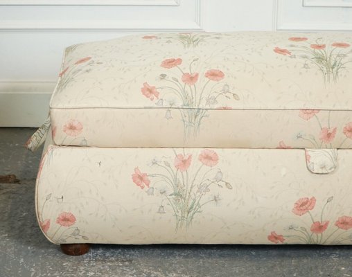 Large Victorian Poppy Flower Pattern Fabric Ottoman Chest Trunk