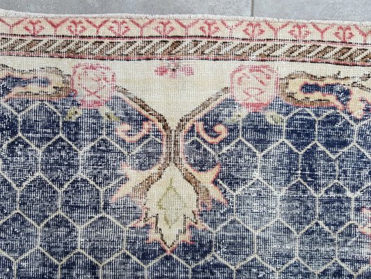 52×141 \"幸せの青い鳥\" ViNTAGE TURKiSH RUG Vintage Turkish Blue Rug, 1960s for sale at Pamono