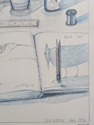 Lithographie Originale Saul Steinberg 1970 - Nuits De La Fondation, 34,75 X 22,75 Pouces