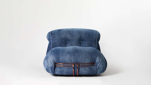 Roy Rogers Denim Soriana Armchair by Afra and Tobia Scarpa for