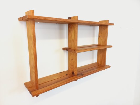 Vintage Pine Wall Shelf in the style of Maison Regain, 1980s for