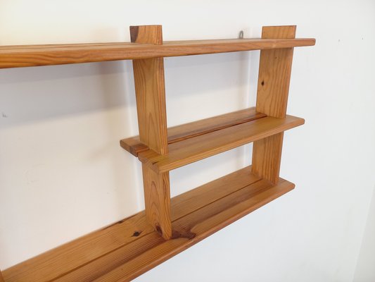 Vintage Pine Wall Shelf in the style of Maison Regain, 1980s for