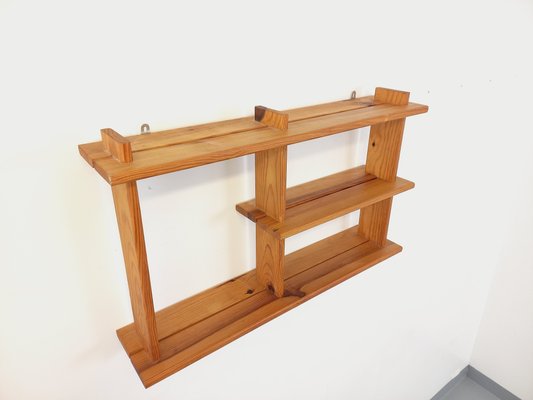 Vintage Pine Wall Shelf in the style of Maison Regain, 1980s for