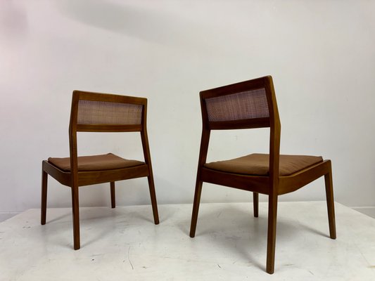 Jens Risom Mcm Walnut Dining Chairs Cane Back Playboy Dining