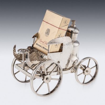 Antique 20th Century Carriage Silver Plated Table Lighter & Cigarette Holder,  1900s for sale at Pamono