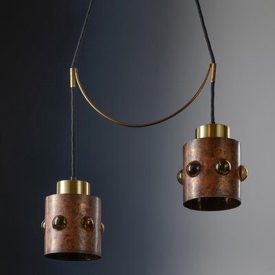 蘭1960年代 Nanny Still for RAAK ガラスと銅のアート照明 Double Hanging Lamp Copper Glass by Nanny Still for Raak Amsterdam