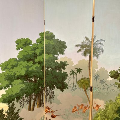 20th Century Four Panel Wallpaper Screen from Zuber, 1940s for