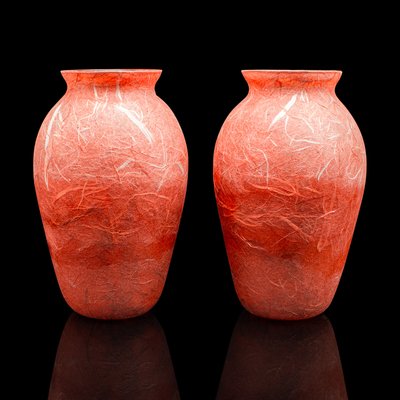 Englische Kunstglas Blumenvasen, 2 . Set bei Pamono kaufen