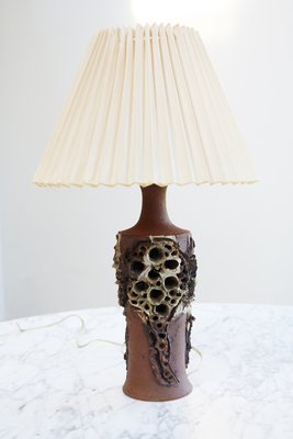 Brutalist Pottery Ceramic Table Lamp by Bodil Marie Nielsen, Denmark, 1960s