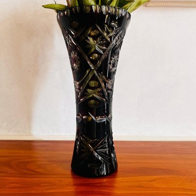 Abat-jour / Vase En Cristal De Bohème, Fait Main, H285 Mm, Pour Lampe, Vintage, Neuf