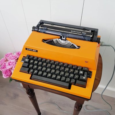 Vintage Orange Typewriter Adler Gabriele 2000, Western Germany for