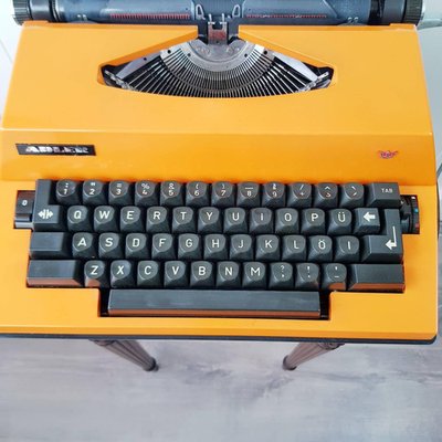 Vintage Orange Typewriter Adler Gabriele 2000, Western Germany for