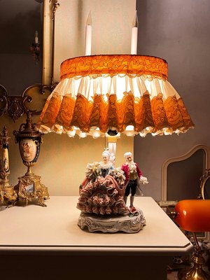 Vintage Victorian Dresden Porcelain Lamp Germany
