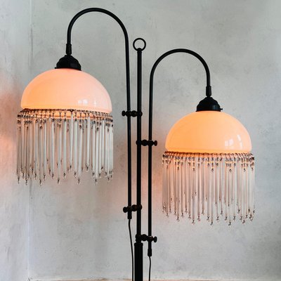 Vintage Art Deco Stehlampe mit Glaslampenschirmen bei Pamono kaufen