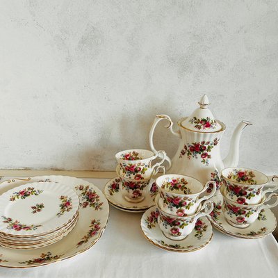Vintage Moos Rose Porzellan Set von Royal Albert, England, 6 . Set
