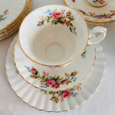 Vintage Moss Rose Porcelain Set from Royal Albert, England