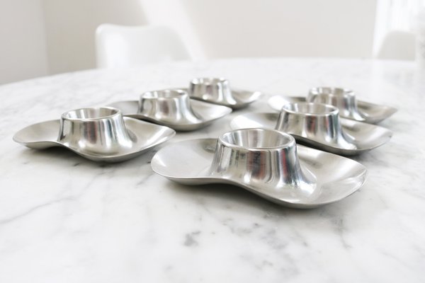 Portauova di Wilhelm Wagenfeld per WMF, anni '50, set di 6 in