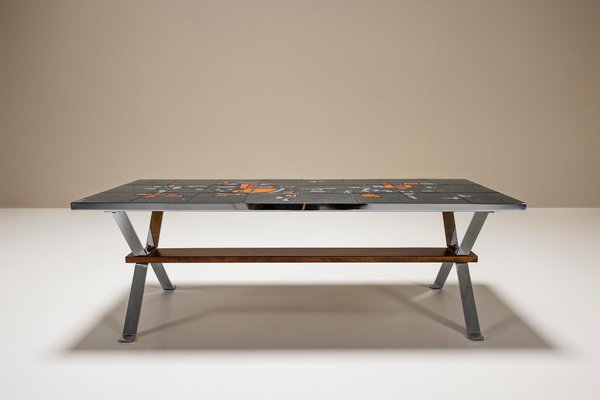 Adri Belgique Tiled Coffee Table, France, 1960s for sale at Pamono