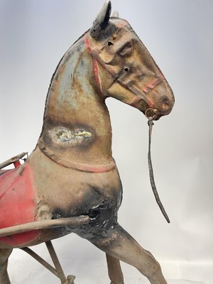 Cheval Mécanique Ancien En Tôle - à Clé, Jouet Rare