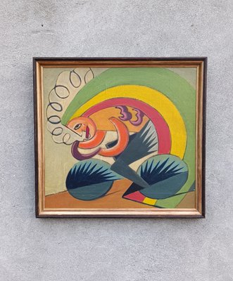 Fortunato Depero, Futurism Cyclist, 1925, Oil Painting for sale at