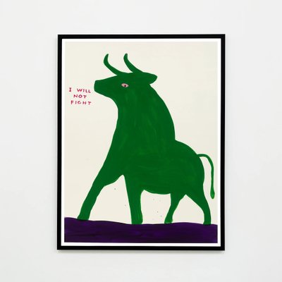 David Shrigley, I Will Not Fight, 2019, Lithograph Poster, Framed