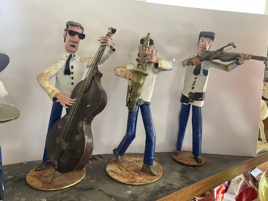 Vintage Jazz Band Figurines in Hand-Wrought Iron, 1950s, Set of 10