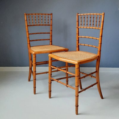 French Faux Bamboo and Rattan Chairs 1890s Set of 2 for sale at Pamono
