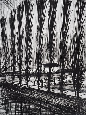 Bernard Buffet, Poplars on the Edge of the Canal, Original