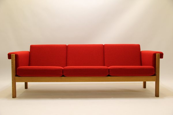 Mid Century Ge40 Oak 3 Seater Couch By Hans J Wegner For Getama Mid Century Ge40 Oak 3 Seater Couch By Hans J Wegner For Getama