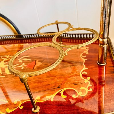 Vintage Hollywood Regency Bar Cart with Italian Marquetry Inlay