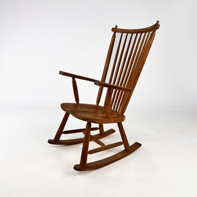 Mid-Century Massive Oak Rocking Chair, 1960s for sale at Pamono
