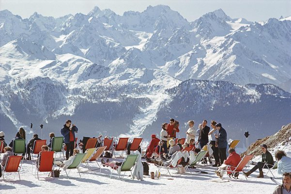Slim Aarons, Lounging in Verbier, 1964, Estate Stamped